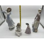 Three Lladro and One NAO Figurines to include Woma