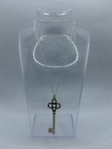 Tiffany & Co. 925 Silver Crown Key Pendant Long Ch