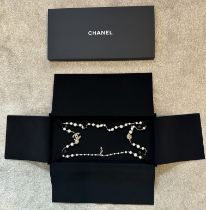Boxed Chanel CC Logo Green Beads and Orbs Long Pea