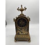 Antique French Brass and Gilt Mantel Clock Depicti