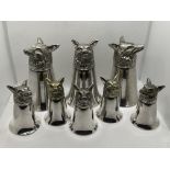 Five Small and Three Large Silver Plated Fox Head