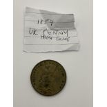 1859 Queen Victoria UK Penny High Grade.