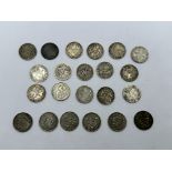 Collection of Twenty-two Three Pence Coins.