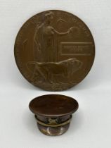 WWI Death Penny Plaque along with Trench-art a Bri