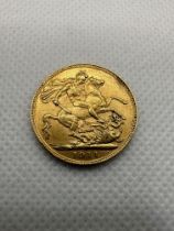 1911 George V Full Sovereign 22ct Gold Coin.