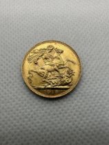 1913 George V Full Sovereign 22ct Gold Coin.