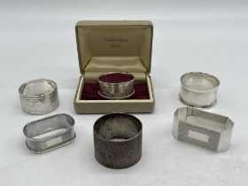 Collection of Six Hallmarked Silver Napkin Rings.