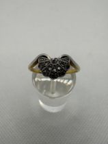 18ct Yellow Gold and Platinum Diamond Fan Ring. Ar