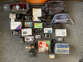 Collection of Vintage Cameras and Video Recorders