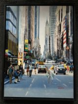 New York City - Rush Hour Icons - Frame Oil On Can