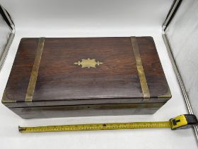 Antique Walnut and Brass Writing Slope / Desk Box.