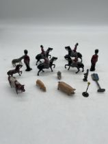 Collection of Cast Lead Metal Toy Soldiers and Ani