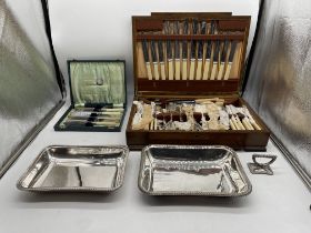 Pair of Mappin and Webb Trays along with Cutlery S