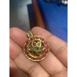 Emerald, ruby diamond Mughal pendant