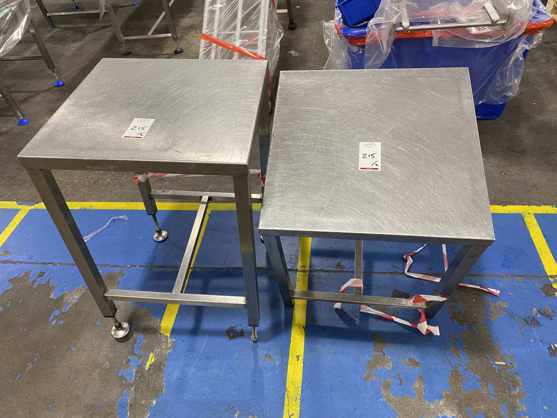 2 Stainless steel heavy duty tables 60cm2