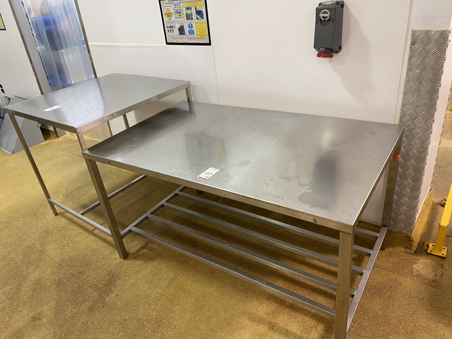 4 stainless steel prep tables , (1) Length 150cm W