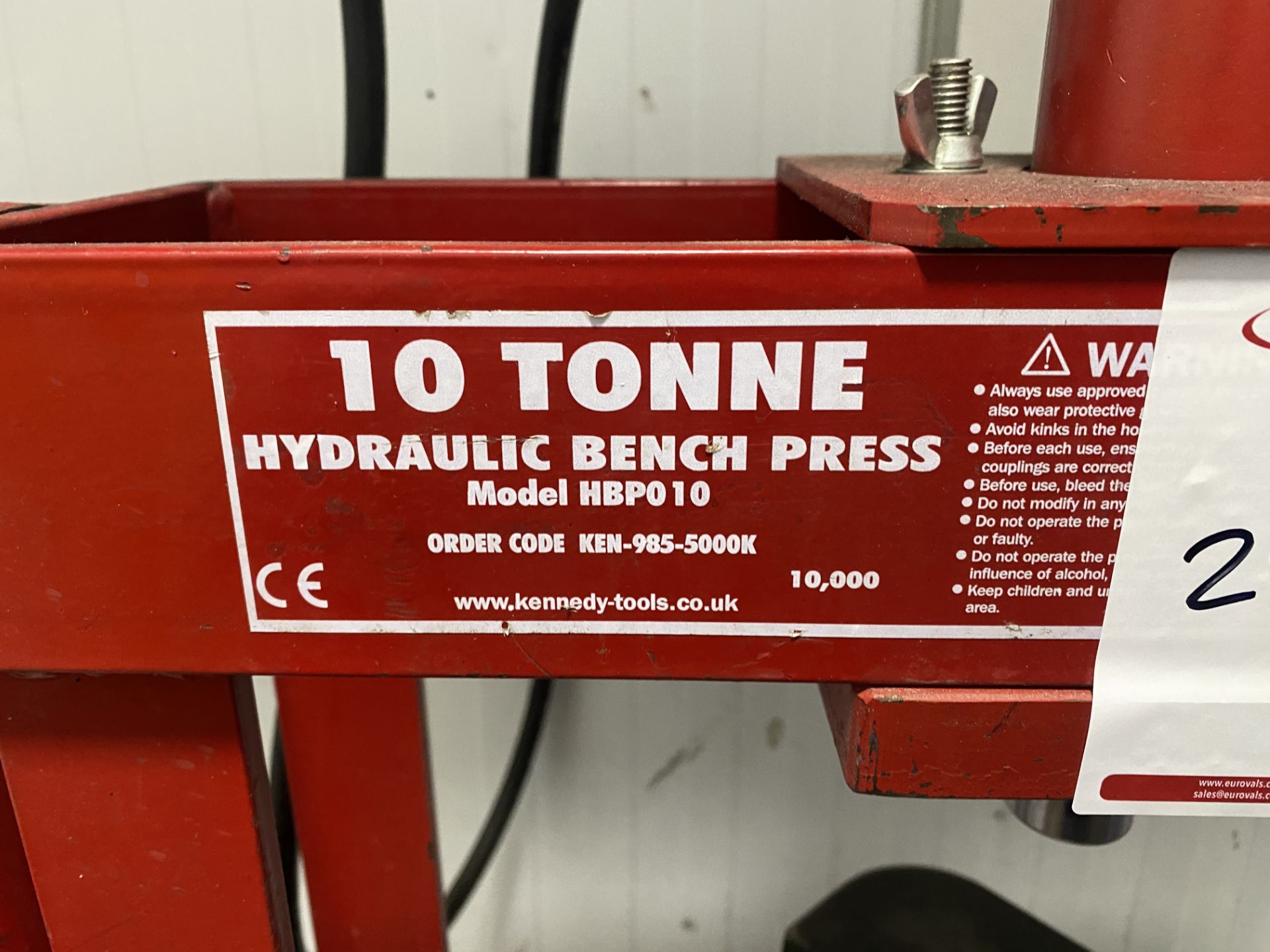 Kennedy HBP010 10 Tonne hydraulic bench press - Image 2 of 2