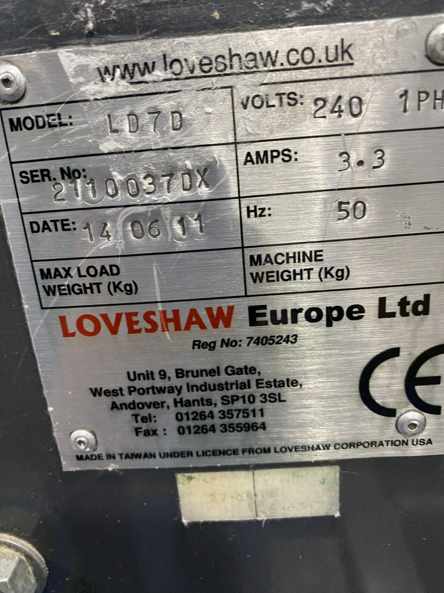 Loveshaw Little David LD7D Box taping machine, SN - Image 5 of 5