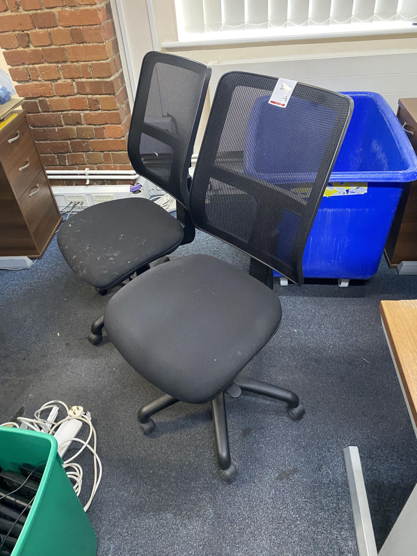 2 Black mesh back office chairs