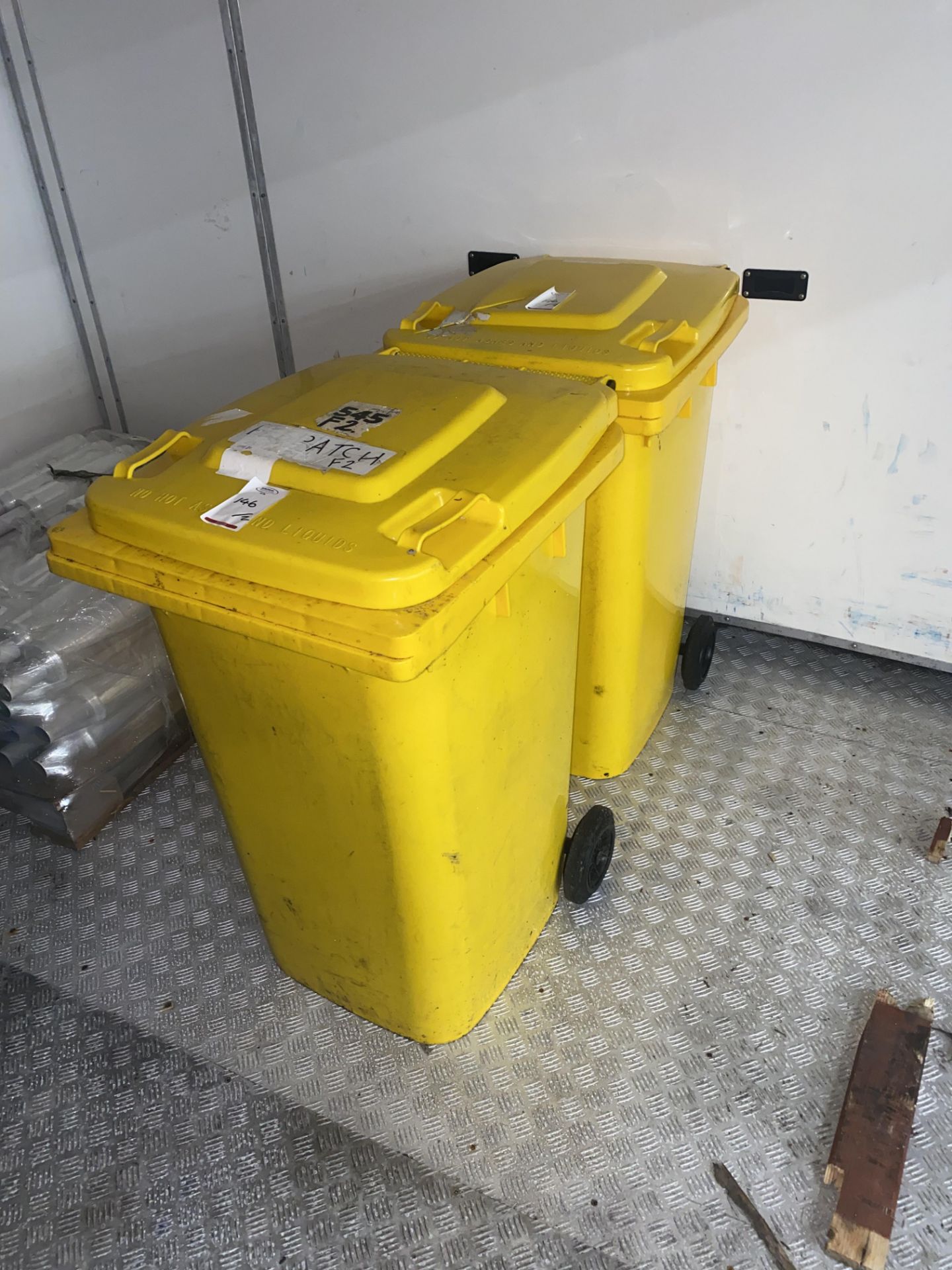 2 Yellow 360L wheelie bins