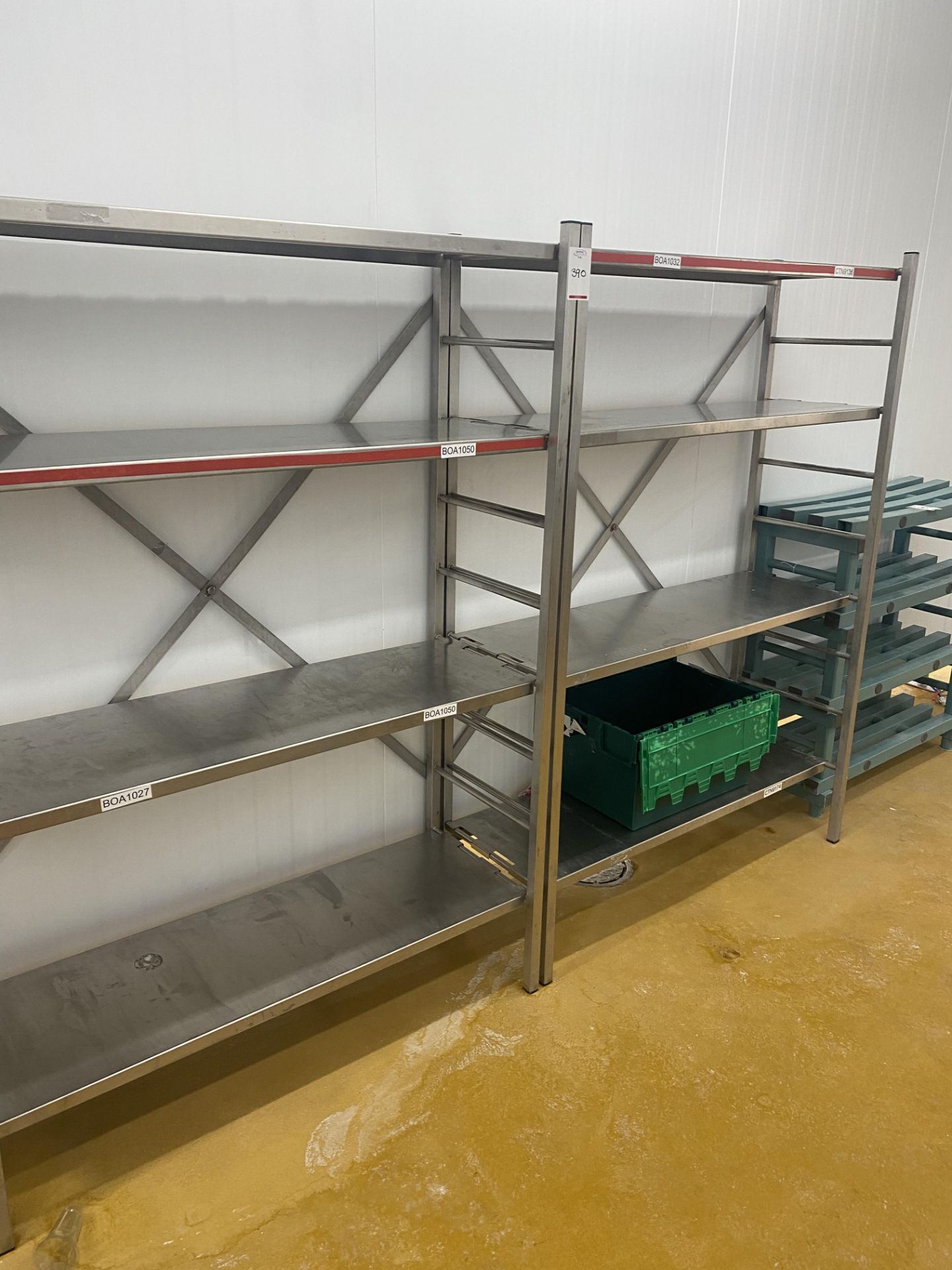 4 Stainless steel shelving units , complete with REA plasrack LTD shelving unit (located in - Image 3 of 4