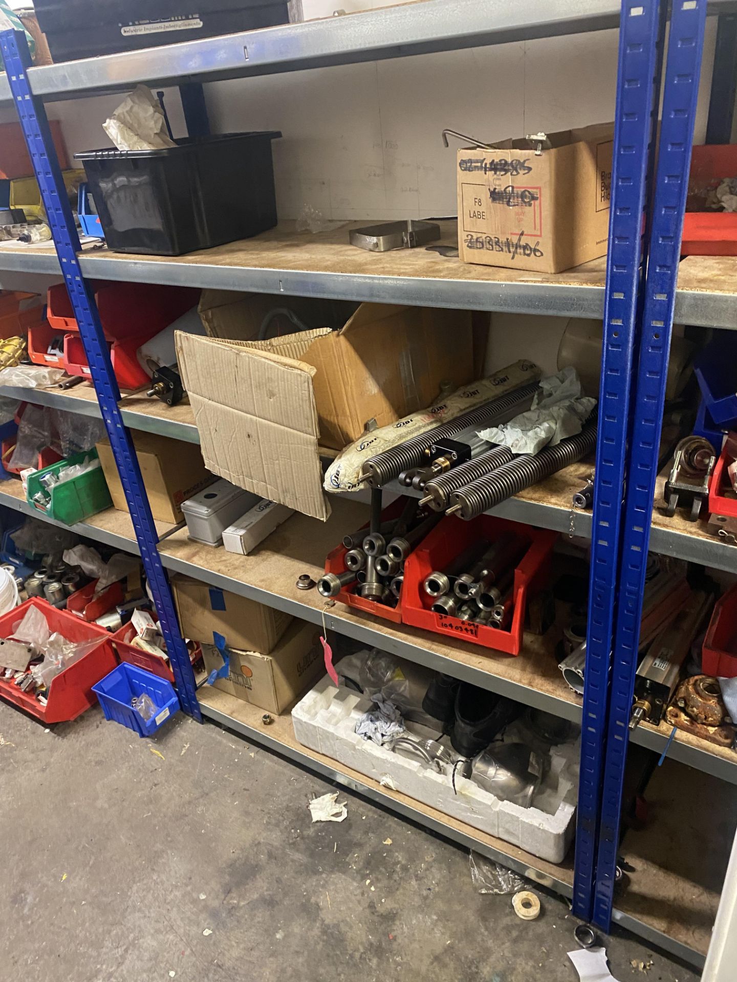 10 Shelfing units and contents to include various JBT machine parts (located in Factory 1) - Image 11 of 12