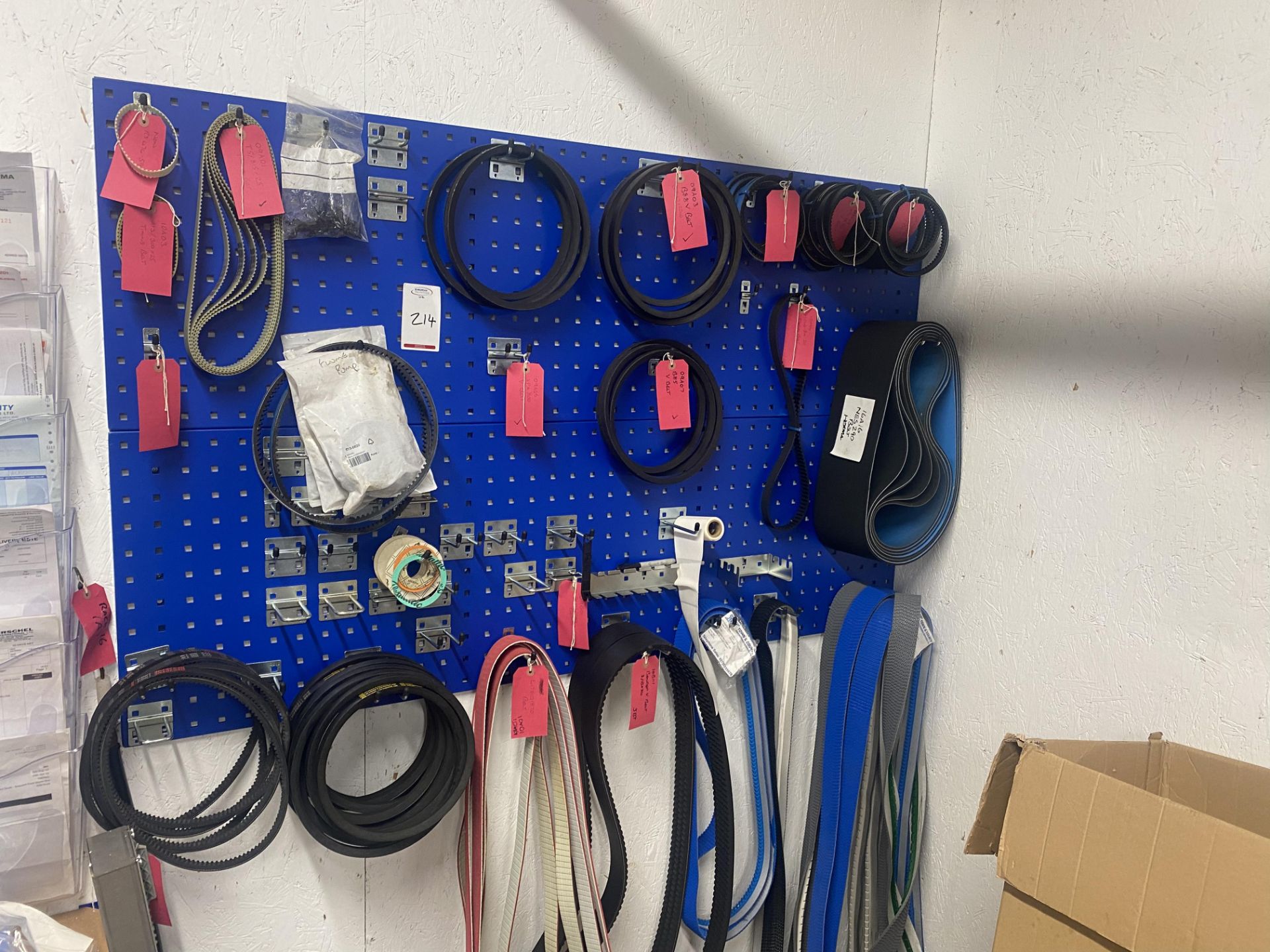 Wall mounted display boards and contents of various drive belts