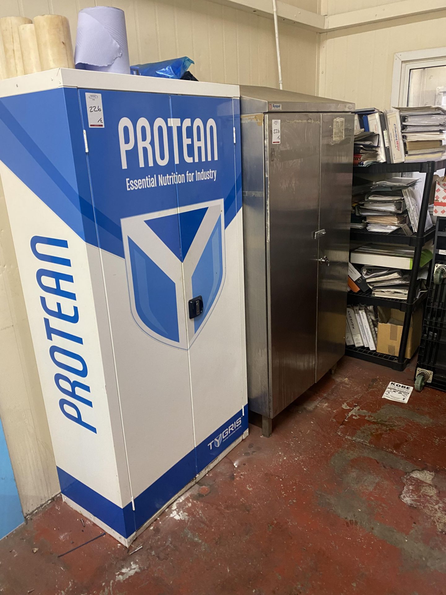 Protean 2 door cabinet and stainless steel 2 door cabinet (located in Factory 1)