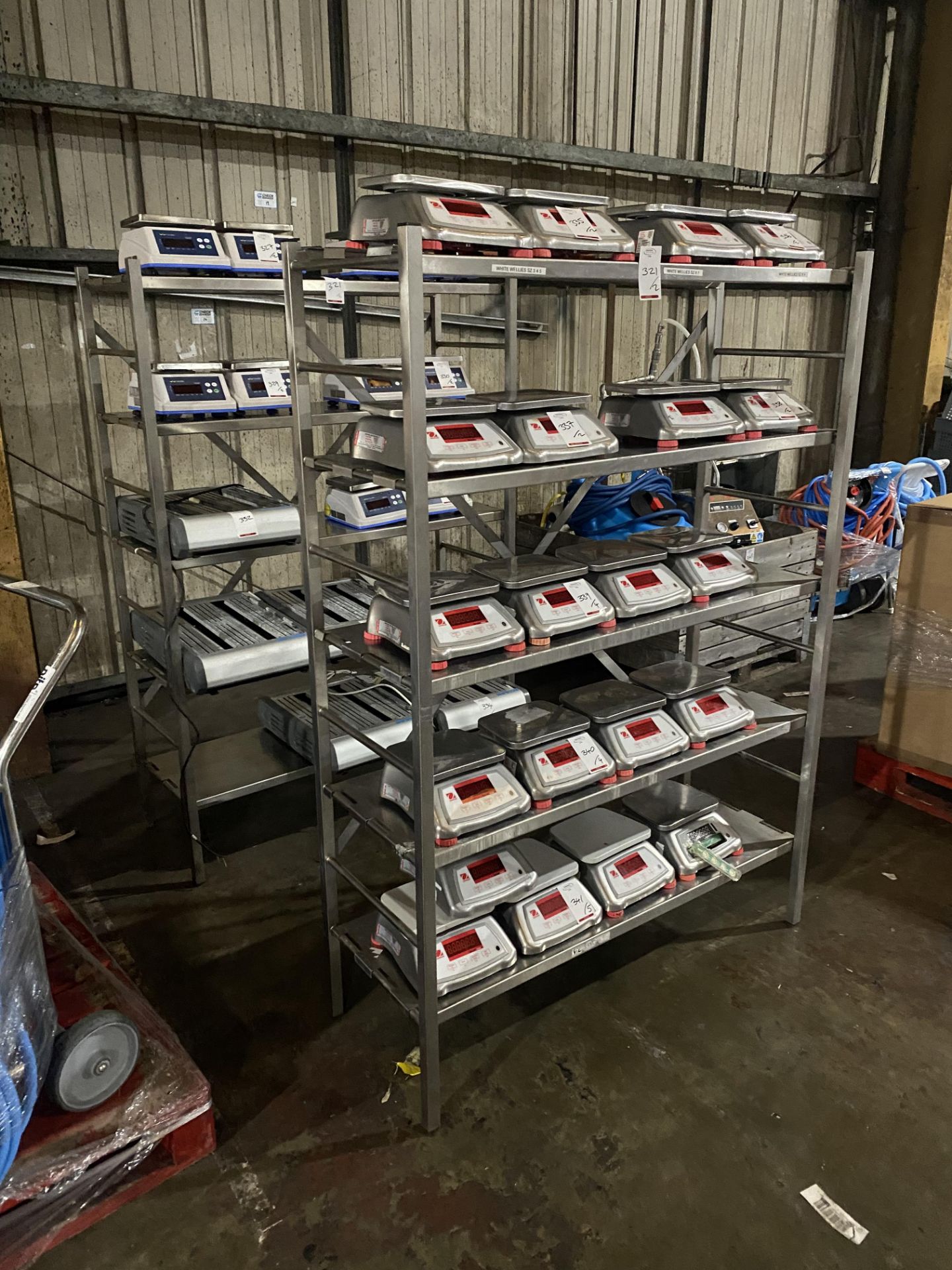 2 Stainless steel shelving units (warehouse)