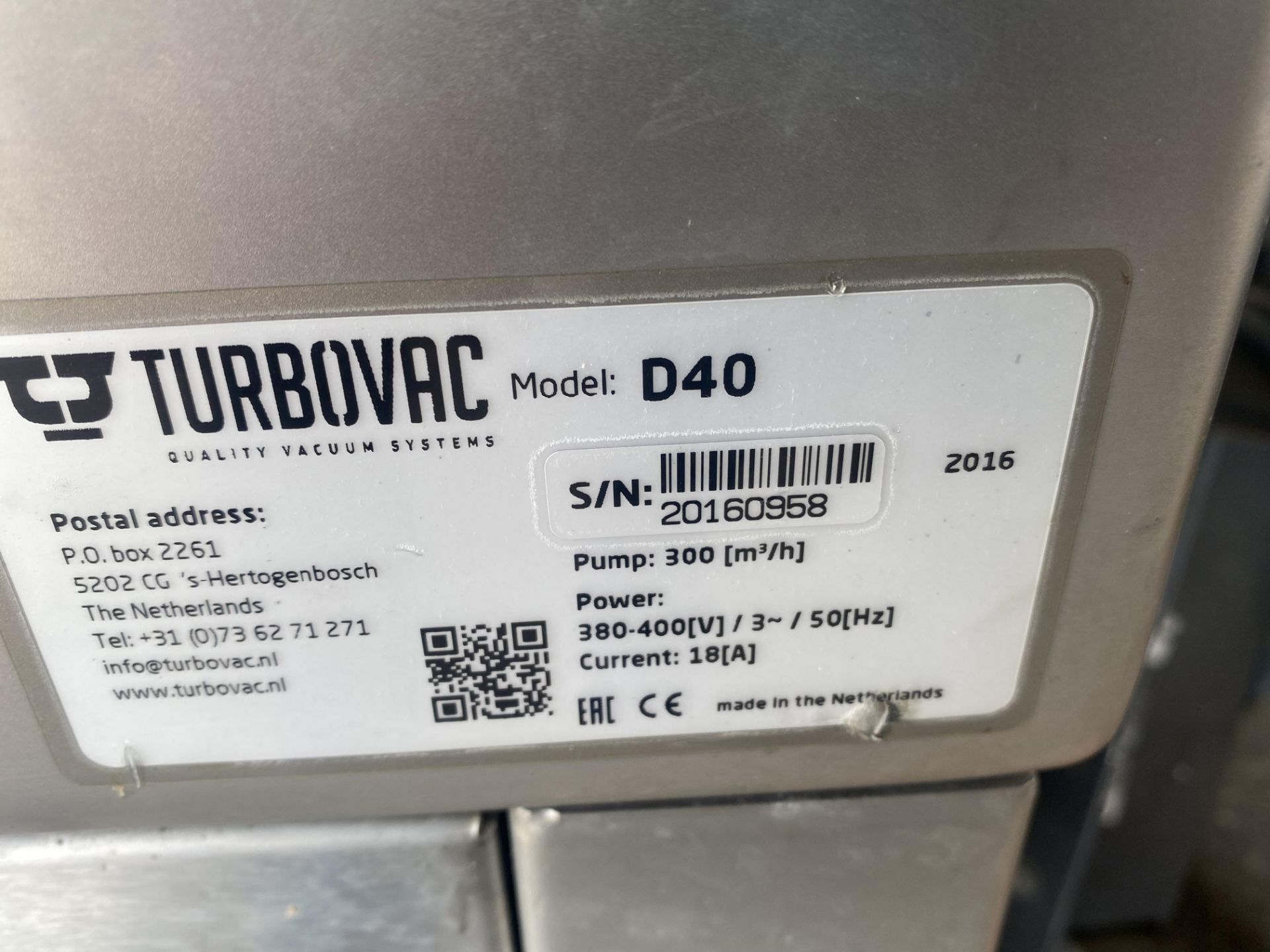 Turbovac vacuum packing machine , Model D40 , sn 20160958 , DOM 2016 (located in roller shutters) - Image 4 of 4