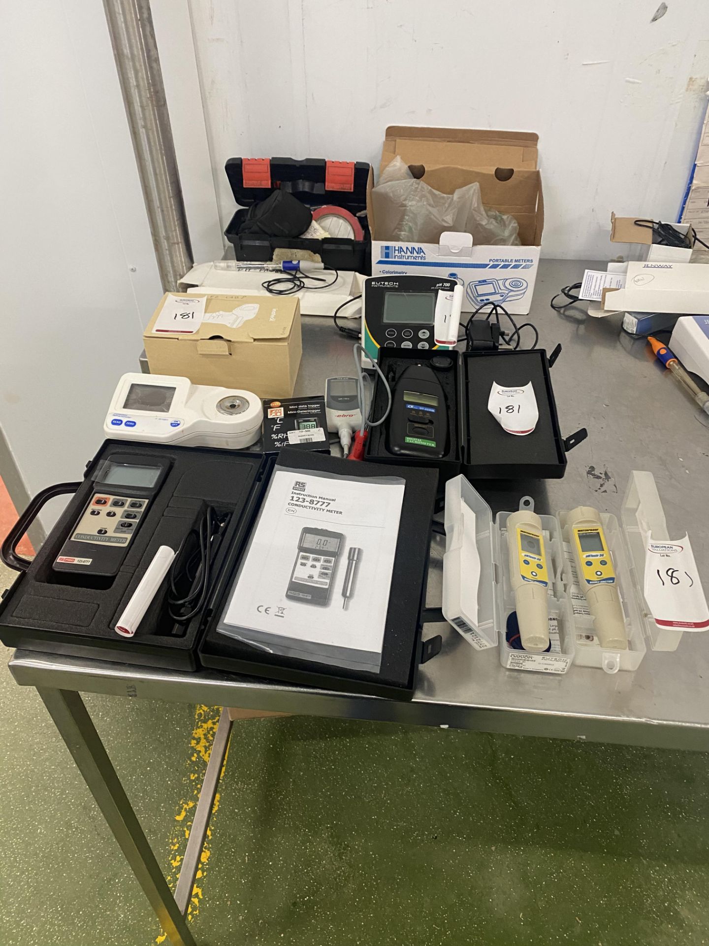 Various testing equipment to include , 2 Waterproof PH testers , conducting meter , digital