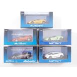 A group of 1:43 scale models by AUTO ART, comprising of Lamborghini automobiles, to include a 1993