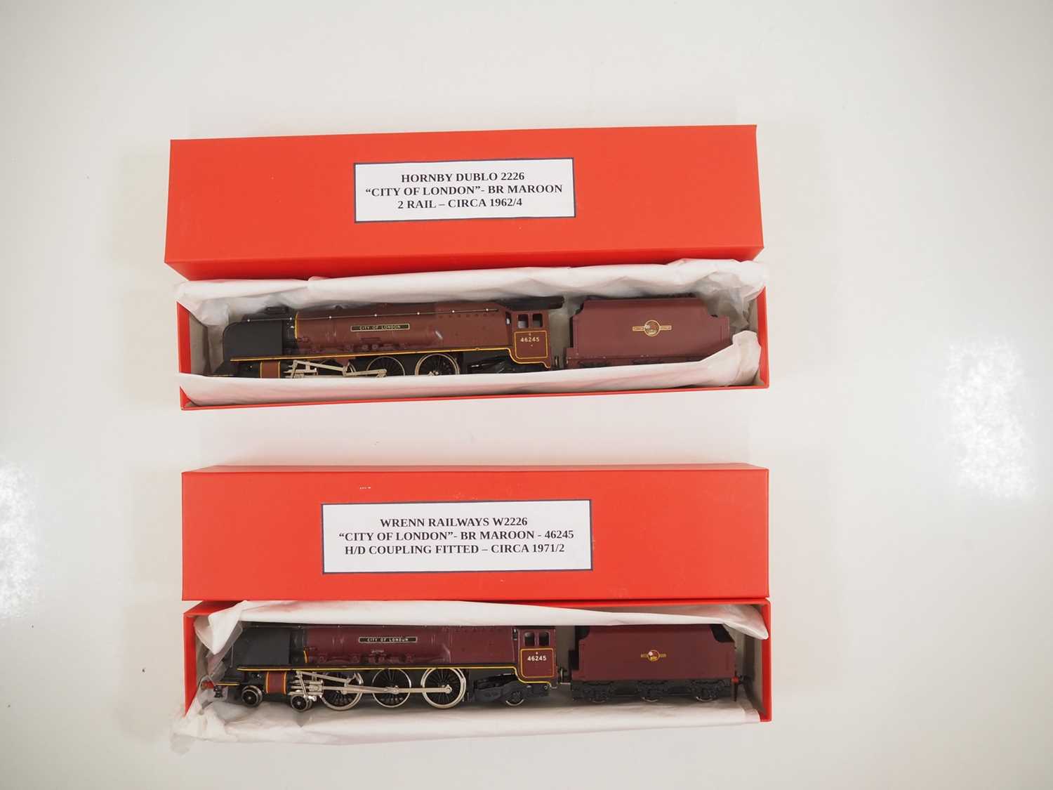 A pair of OO gauge Duchess class steam locomotives in BR maroon 'City of London' comprising HORNBY - Image 2 of 2