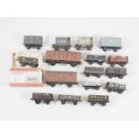 A group of O gauge kitbuilt based wagons by various manufacturers - G mostly unboxed, one in G kit