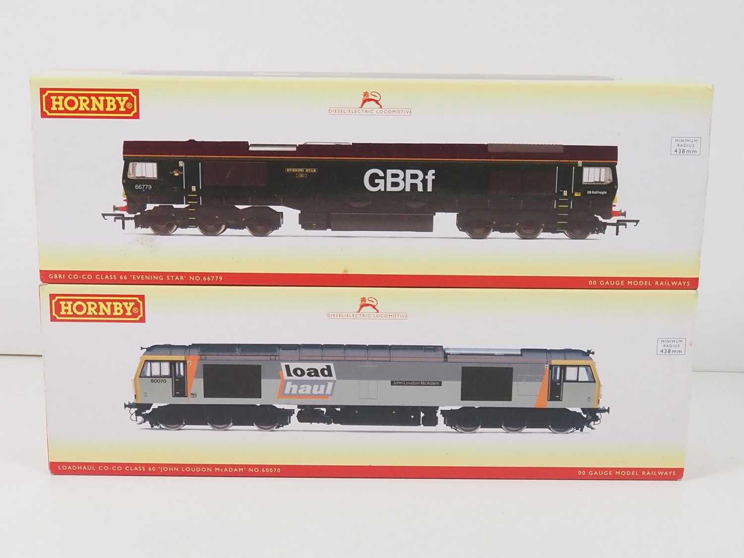 A pair of OO gauge HORNBY diesel locos comprising R3657 class 60 in Loadhaul livery 'John Loudon