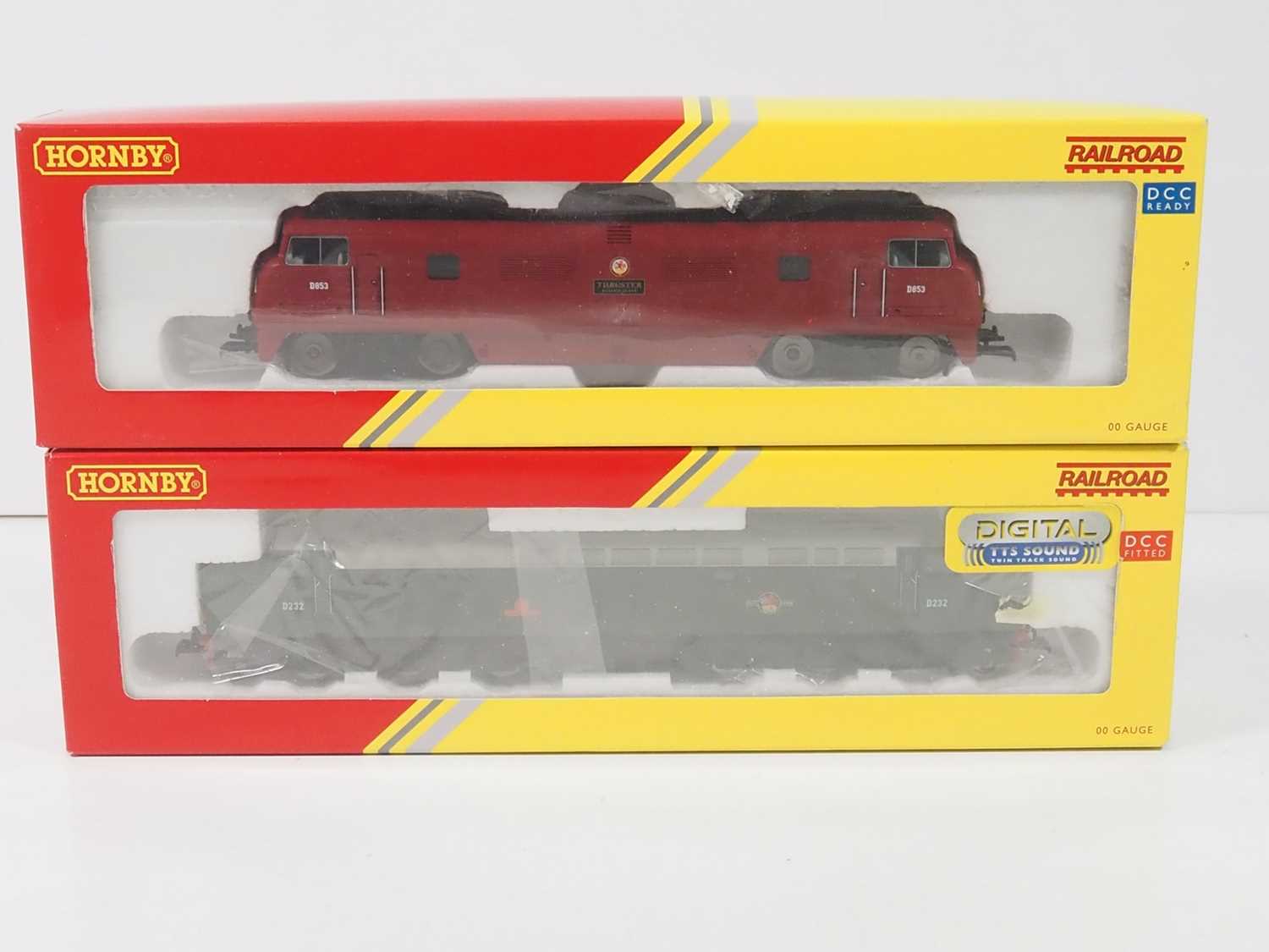 A pair of HORNBY OO gauge Railroad diesel locomotives comprising R3282 Warship class 'Thruster'