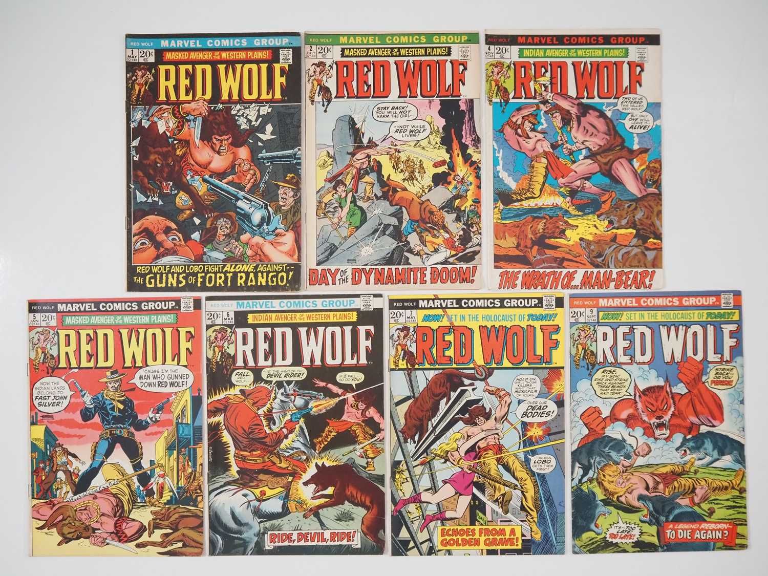 RED WOLF #1, 2, 4, 5, 6, 7, 9 (7 in Lot) - (1972/1973 - MARVEL) - The first solo titled Red Wolf