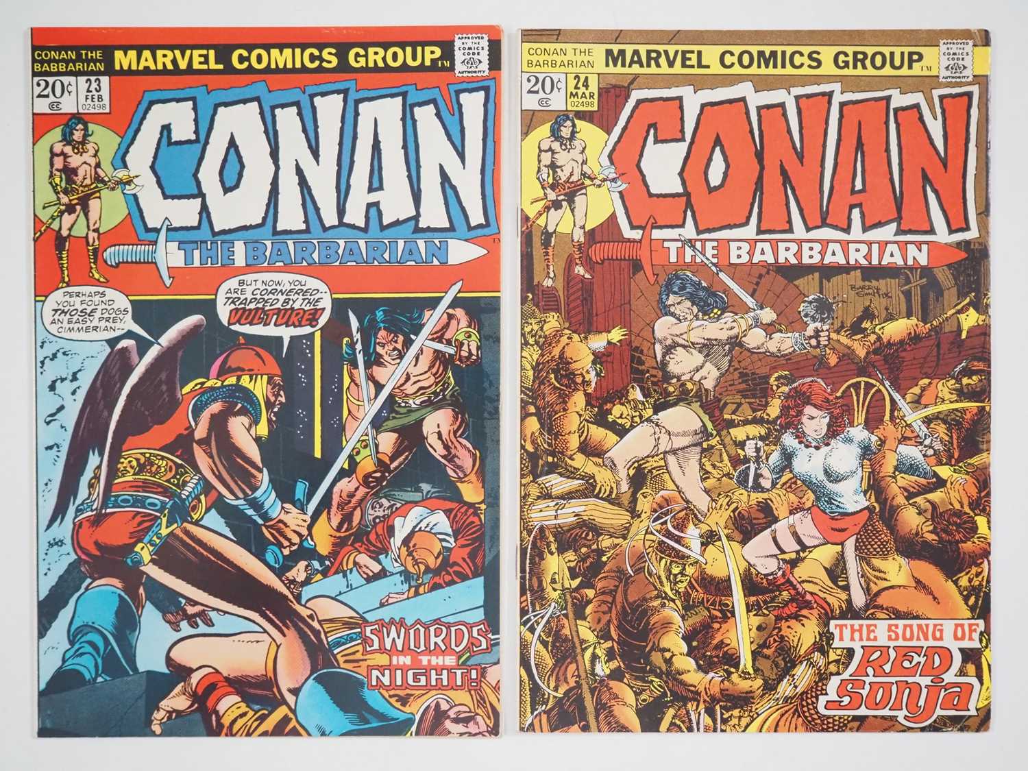 CONAN THE BARBARIAN #23 & 24 - (2 in Lot) - (1973 - MARVEL) - Includes First cameo & Full appearance