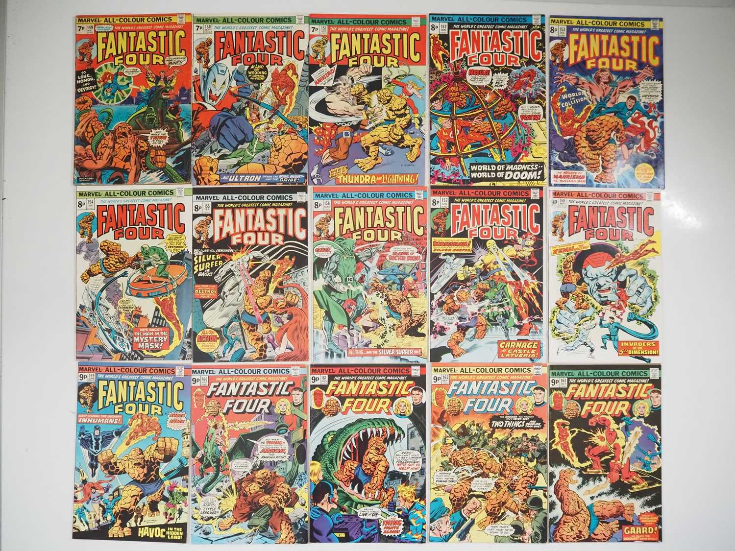 FANTASTIC FOUR #149 to 163 (15 in Lot) - (1974/1975 - MARVEL - UK Price Variant) - Includes the