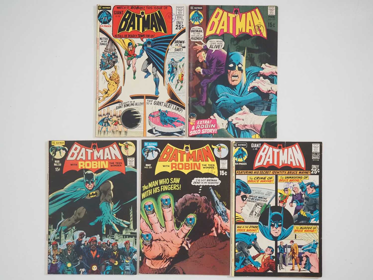 BATMAN #228, 229, 230, 231, 233 (5 in Lot) - (1971 - DC) - Includes an appearance by the Ten-Eyed