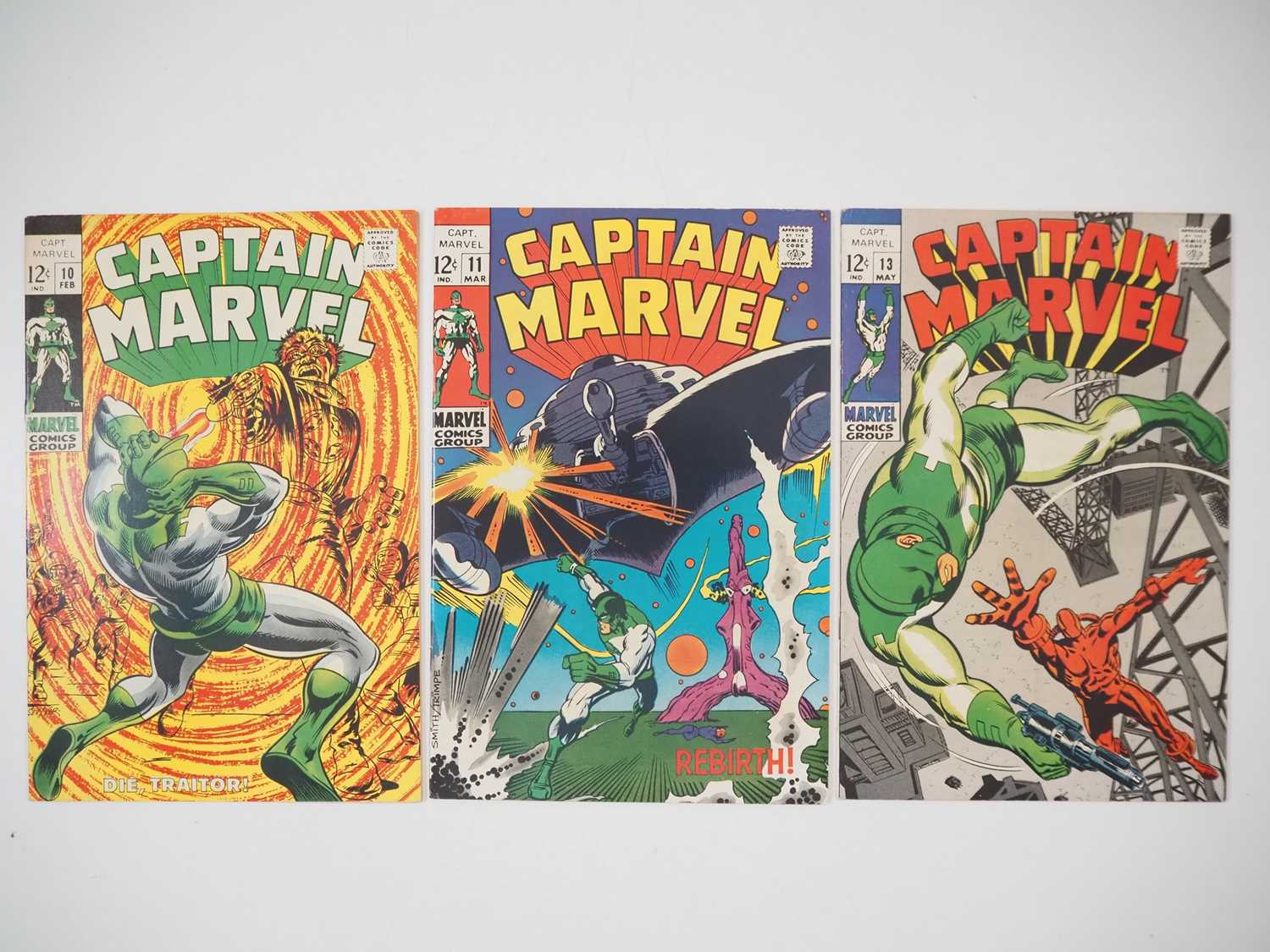 CAPTAIN MARVEL #10, 11, 13 (3 in Lot) - (1969 - MARVEL) - Includes Captain Marvel acquiring new