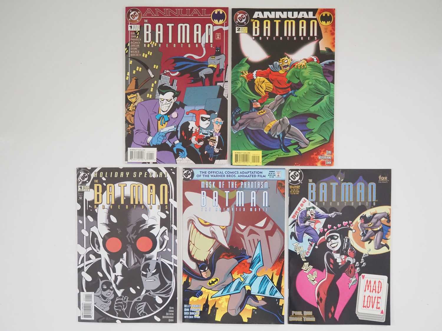 BATMAN ADVENTURES: ANNUAL #1 & 2, HOLIDAY SPECIAL #1, MAD LOVE + BATMAN THE ANIMATED MOVIE: MASK