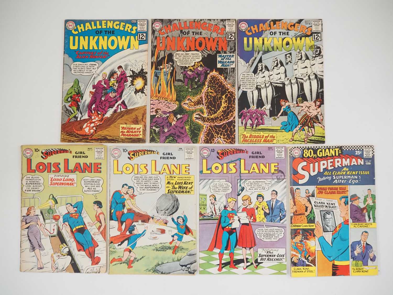 DC SILVER AGE LOT (7 in Lot) - Includes CHALLENGERS OF THE UNKNOWN 25, 27, 28 (1962) + LOIS LANE #