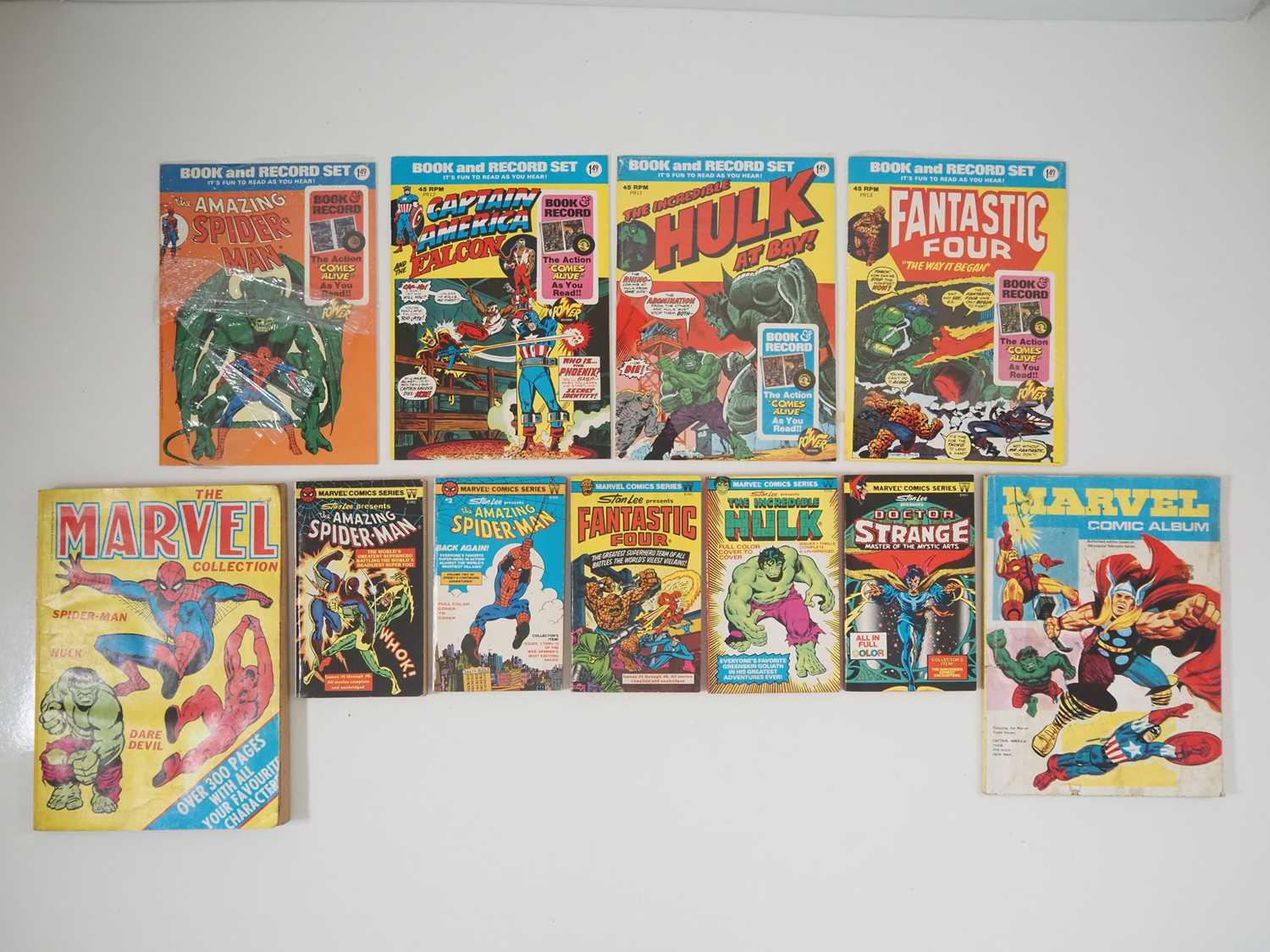 MARVEL POCKET BOOK, RECORD & ALBUM LOT (11in Lot) - Includes POCKET BOOKS: STAN LEE Presents THE