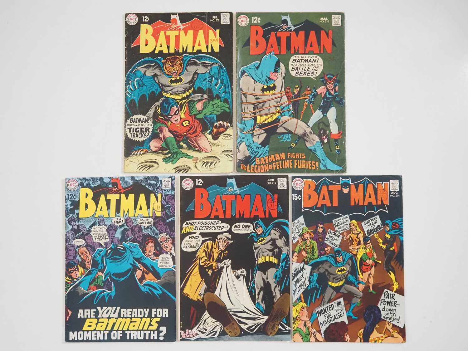 BATMAN #209, 210, 211, 212, 214 (5 in Lot) - (1969 - DC) - Includes appearances by Mr. Esper &