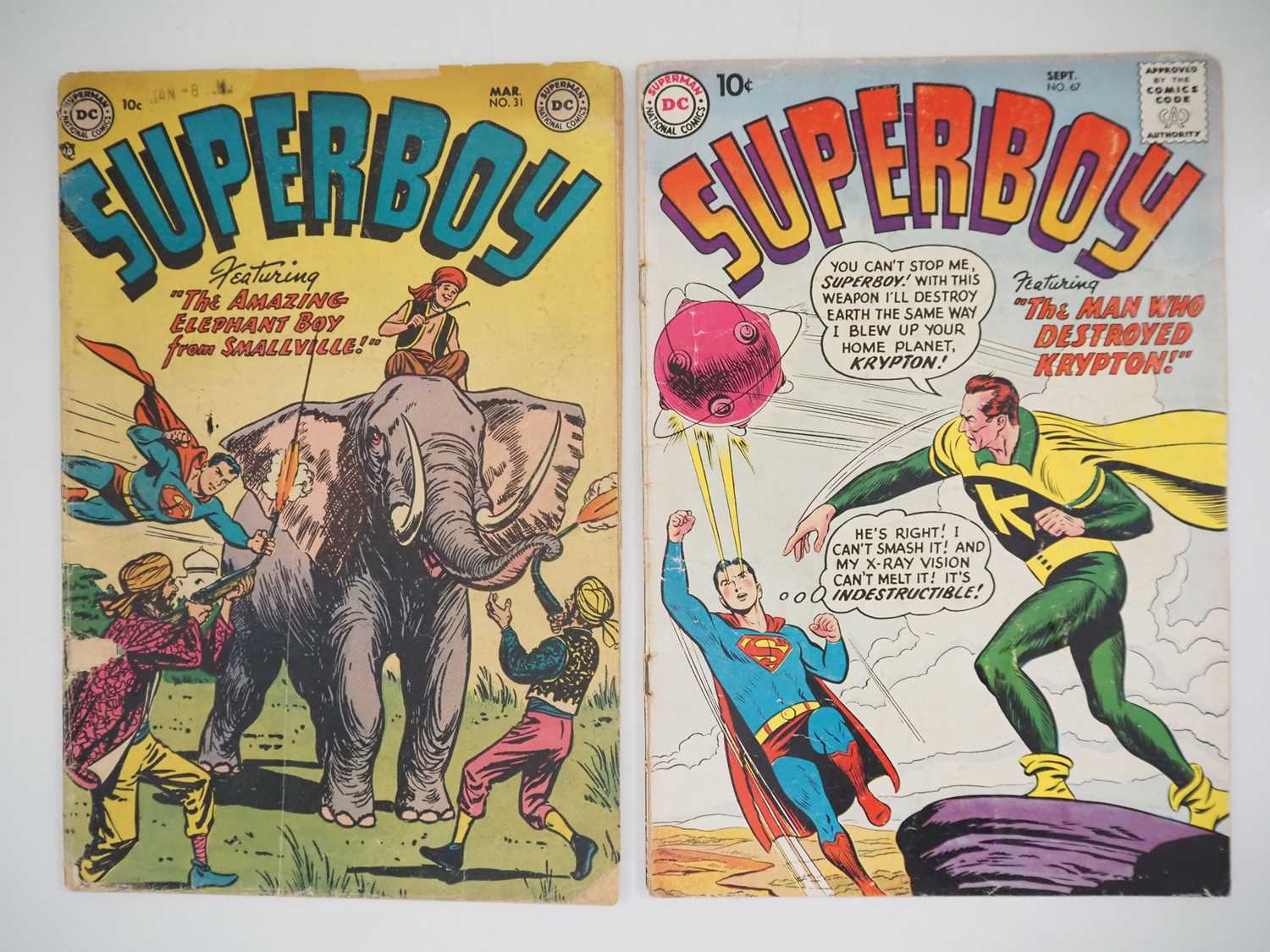 SUPERBOY #31 & 67 (2 in Lot) - (1954/1958 - DC) - Includes the first appearance of Klax-Ar - Cover