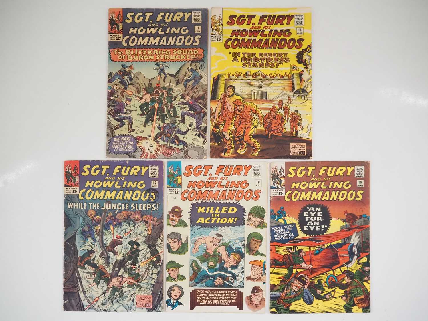 SGT. FURY AND HIS HOWLING COMMANDOS #14, 16, 17, 18, 19 (5 in Lot) - (1965 - MARVEL) - Includes