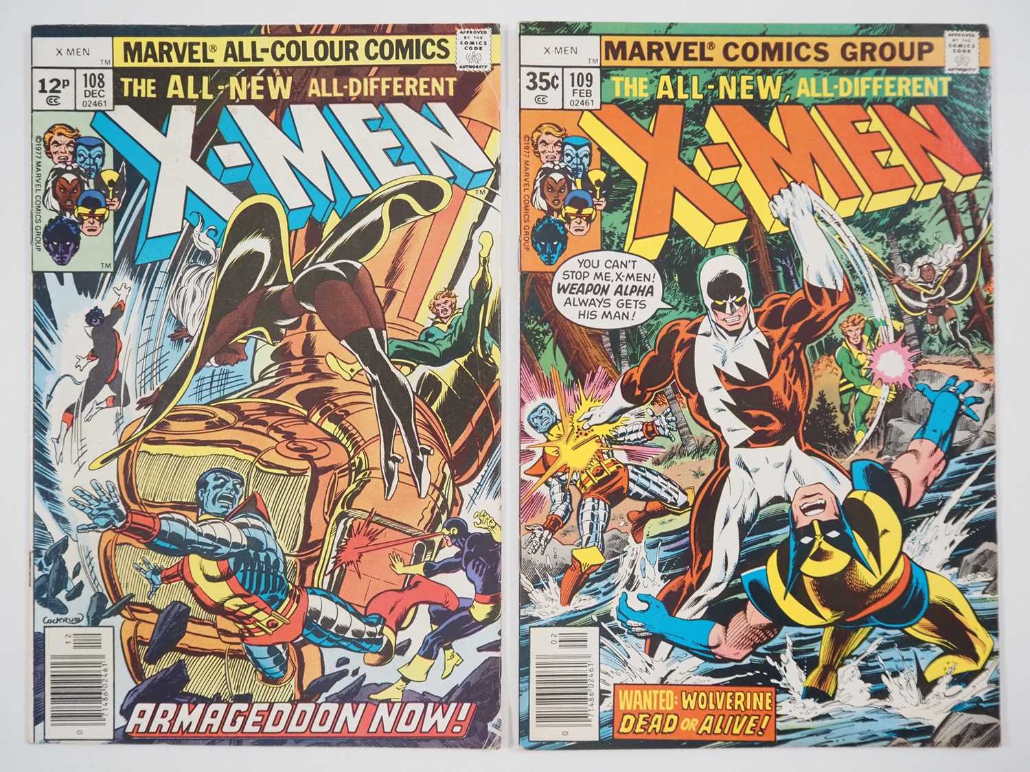 UNCANNY X-MEN #108 & 109 (2 in Lot) - (1977 - MARVEL - US & UK Price Variant) - Includes First