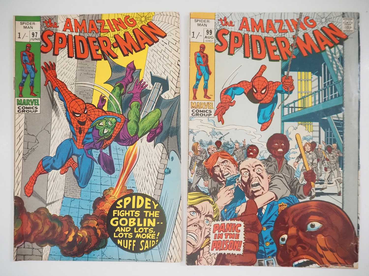 AMAZING SPIDER-MAN #97, 99 (2 in Lot) - (1971 - MARVEL - UK Price Variant) - Includes part of the