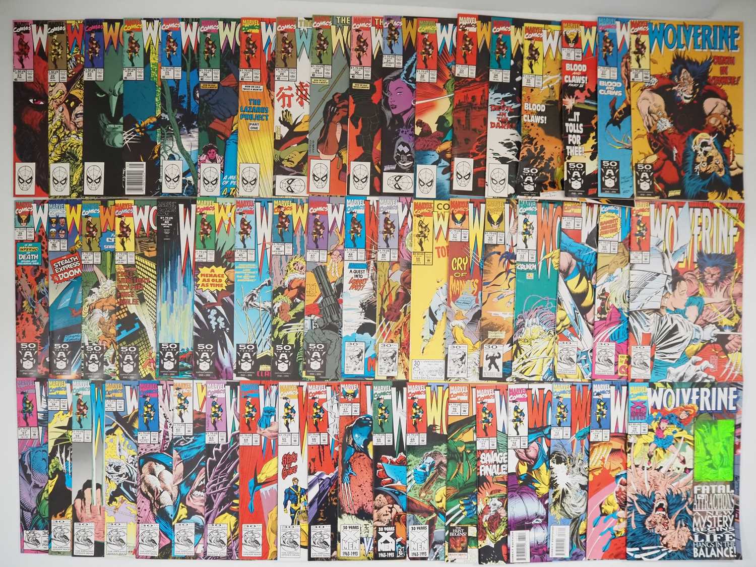 WOLVERINE VOL. 2 #21 to 75 (55 in Lot) - (1990/1993 - MARVEL) - Includes the first battle between